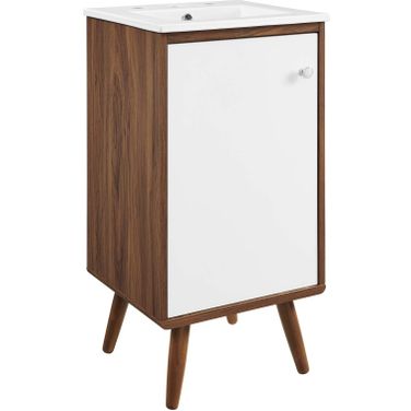 Transmit 18 Inch Bathroom Vanity In Walnut White