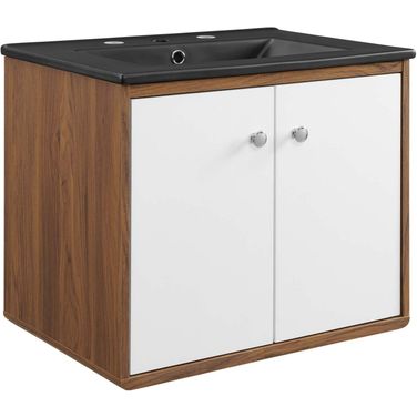 Transmit 24 Inch Wall-Mount Bathroom Vanity In White/Black