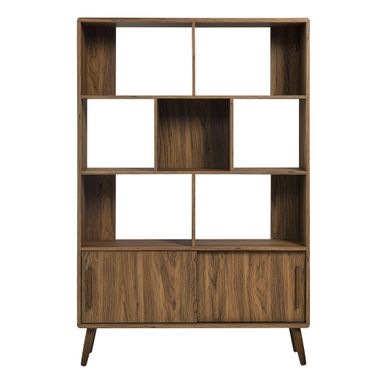 Transmit 45 Inch Bookcase With Sliding Doors In Walnut