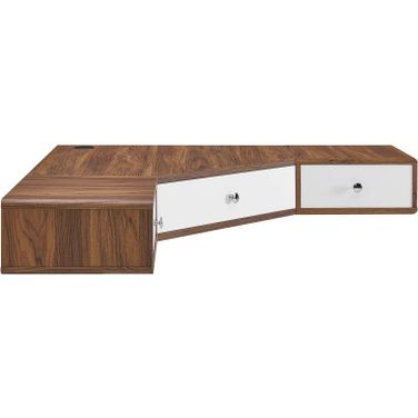 Transmit 47 Inch Wall Mount Corner Office Desk In Walnut White
