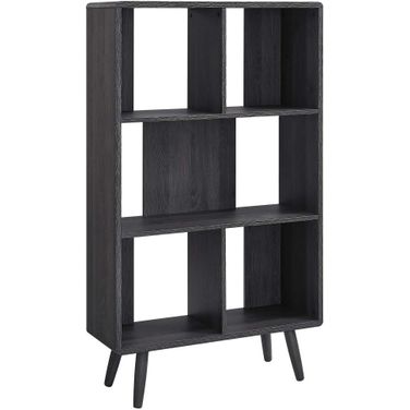 Transmit 5 Shelf Wood Grain Bookcase In Charcoal