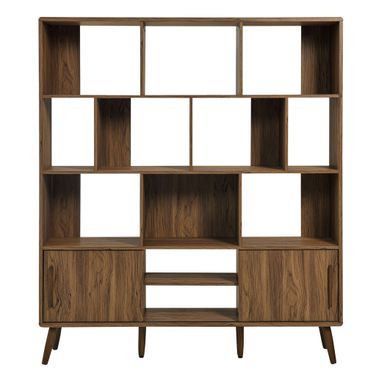 Transmit 59 Inch Bookcase With Sliding Doors In Walnut