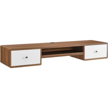 Transmit 60 Inch  Wall Mount Wood Office Desk In Walnut White