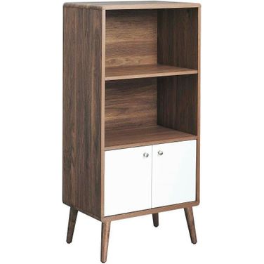 Transmit Display Cabinet Bookshelf In Walnut White