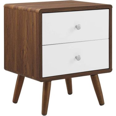Transmit Walnut White 2-Drawer Nightstand