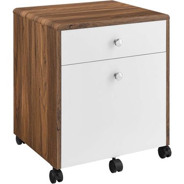 Transmit Wood File Cabinet In Walnut White