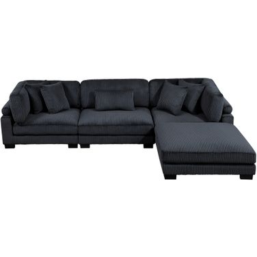 Traverse 4-Piece Modular Sectional with Ottoman In Black