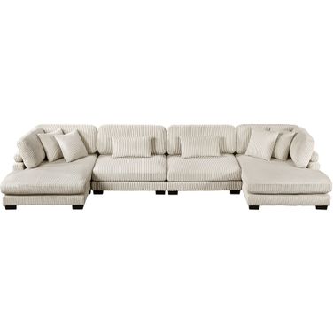 Traverse 4-Piece Modular Sectional with Reversible Chaise In Beige
