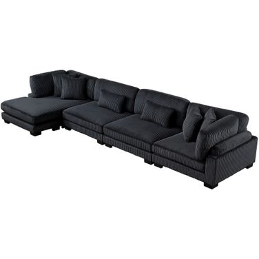 Traverse 4-Piece Modular Sectional with Reversible Chaise In Black