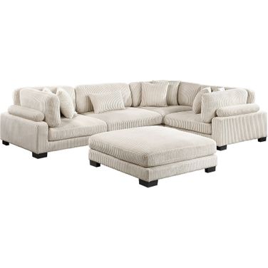 Traverse 5-Piece Modular Sectional with Ottoman In Beige
