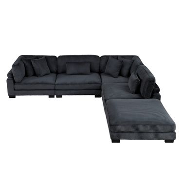Traverse 5-Piece Modular Sectional with Ottoman In Black
