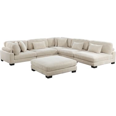 Traverse 6-Piece Modular Sectional with Ottoman In Beige