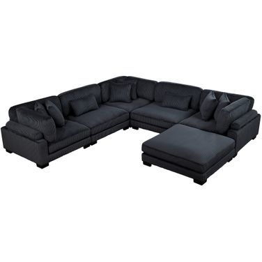Traverse 6-Piece Modular Sectional with Ottoman In Black