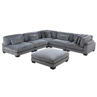 Traverse 6-Piece Modular Sectional with Ottoman In Gray