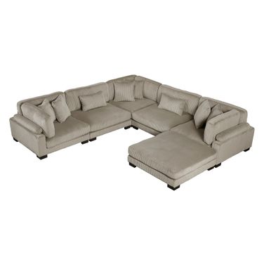 Traverse 6-Piece Modular Sectional with Ottoman In Taupe