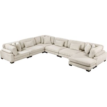 Traverse 6-Piece Modular Sectional with Reversible Chaise In Beige
