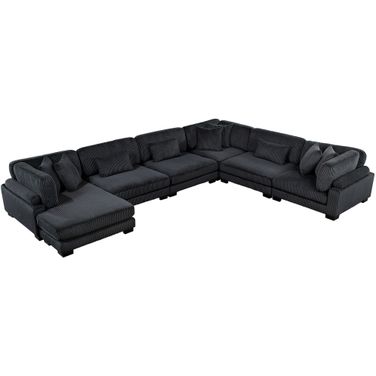 Traverse 6-Piece Modular Sectional with Reversible Chaise In Black