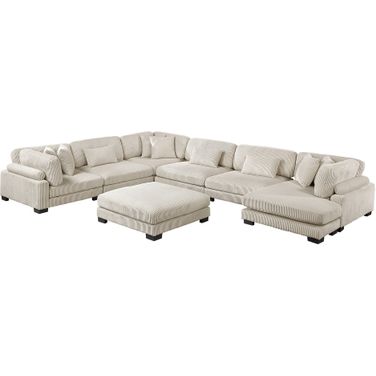 Traverse 7-Piece Modular Sectional with Reversible Chaise and Ottoman In Beige