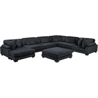 Traverse 7-Piece Modular Sectional with Reversible Chaise and Ottoman In Black