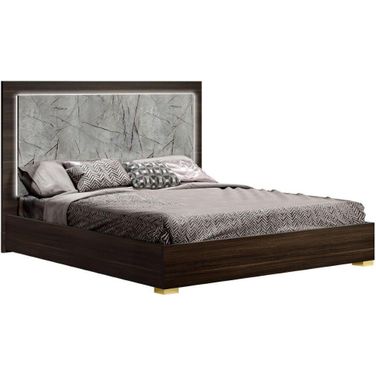 Travertine Queen Bed In Dark Oak And Gray
