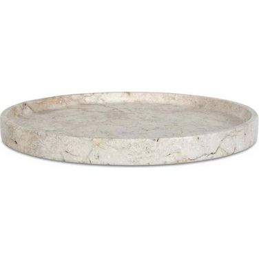 Travessa Outdoor Round Stone Tray In White and Brown