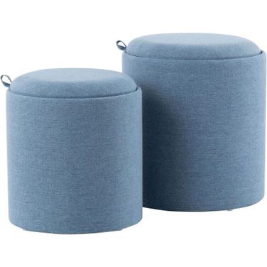 Tray Nesting Ottoman Set In Blue