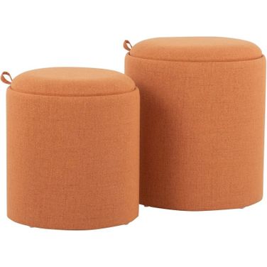 Tray Nesting Ottoman Set In Orange