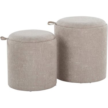 Tray Nesting Ottoman Set In Light Brown and Natural