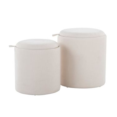 Tray Nesting Ottoman Set In Natural and Cream