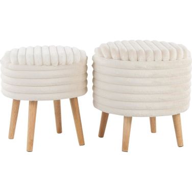Tray Plush Storage Ottoman Set In Natural and Cream