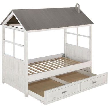Tree House II Twin Bed In Weathered White And Washed Gray