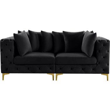 Tremblay Velvet 2 Piece Modular Sofa In Black