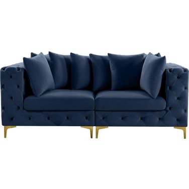 Tremblay Velvet 2 Seater Modular Sofa with Arm Support In Navy