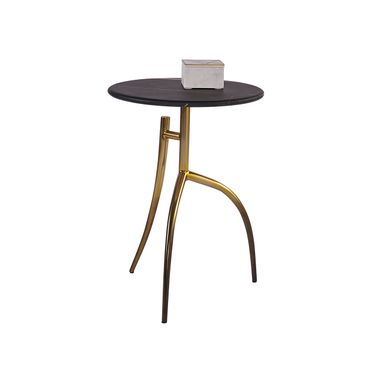 Trent End Table In Matte Black and Gold