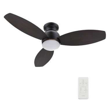 Trento 48 Inch 3-Blade Flush Mount Smart Ceiling Fan with LED Light and Remote In Walnut and Black