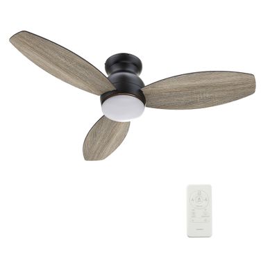 Trento 52 Inch 3-Blade Flush Mount Smart Ceiling Fan with LED Light and Remote In Walnut and Black