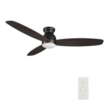Trento 60 Inch 3-Blade Flush Mount Smart Ceiling Fan with LED Light and Remote In Walnut and Black