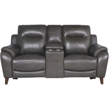 Trento Power Reclining Console Loveseat In Brown