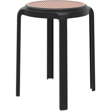 Tresse Stackable Round Poly Stool In Black