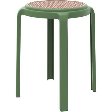 Tresse Stackable Round Poly Stool In Green