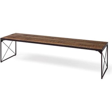 Trestman Iii Brown Wood Top With Black Iron Base Accent Bench