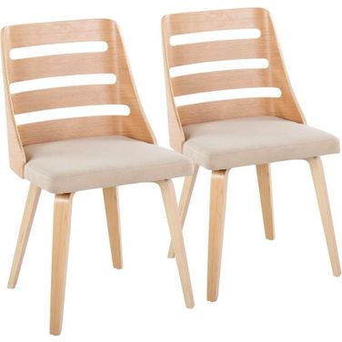 Trevi Chair Set of 2 with Bent Legs In Natural and Cream