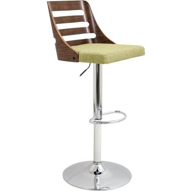 Trevi Walnut And Green Adjustable Barstool