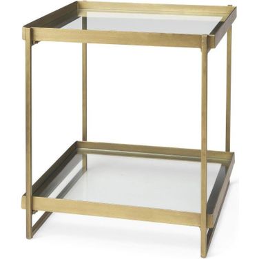 Trey Gold Metal With Glass Accent Table