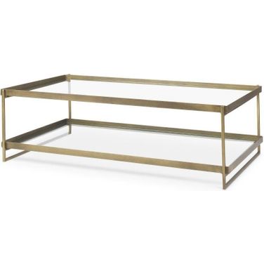 Trey Gold Metal With Glass Coffee Table