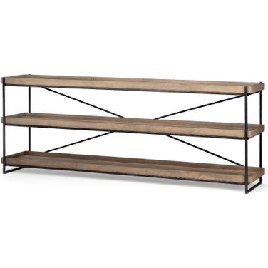 Trey I Brown Wood And Black Iron Console Table
