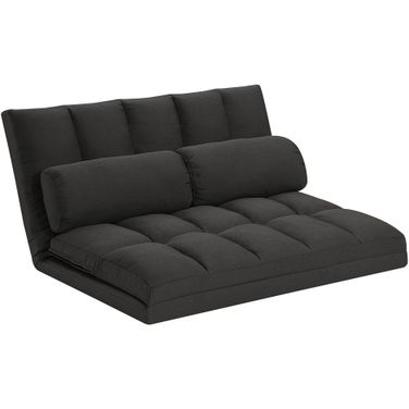 Tri-Fold Foam Folding Mattress and Sofa Bed with Pillows In Grey