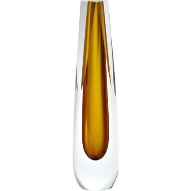 Triangle Cut Glass Vase In Amber