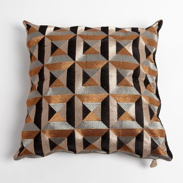 Triangle Marquetry Pillow In Black