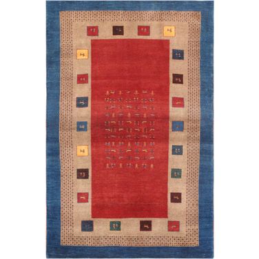 Tribal Collection Hand-Knotted Lamb's Wool Area Rug- 3' 11" x 6' 3" In Brown and Red